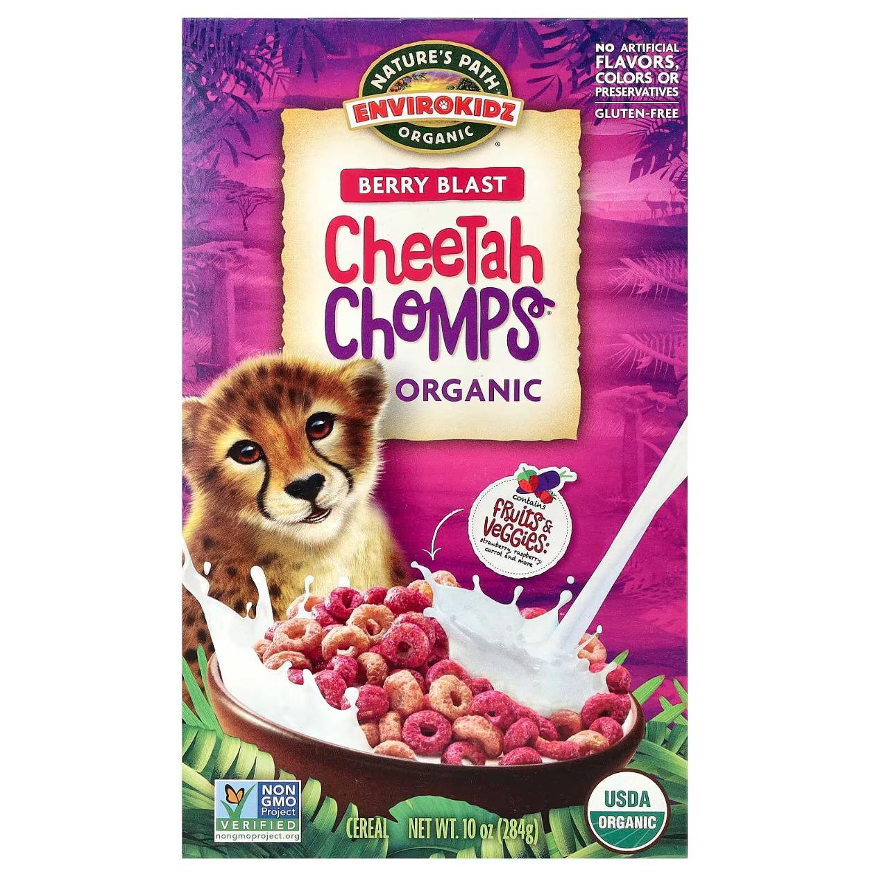 Nature's Path Envirokidz Organic Cheetah Chomps Berry Blast Cereal Non-GMO Gluten Free 284g