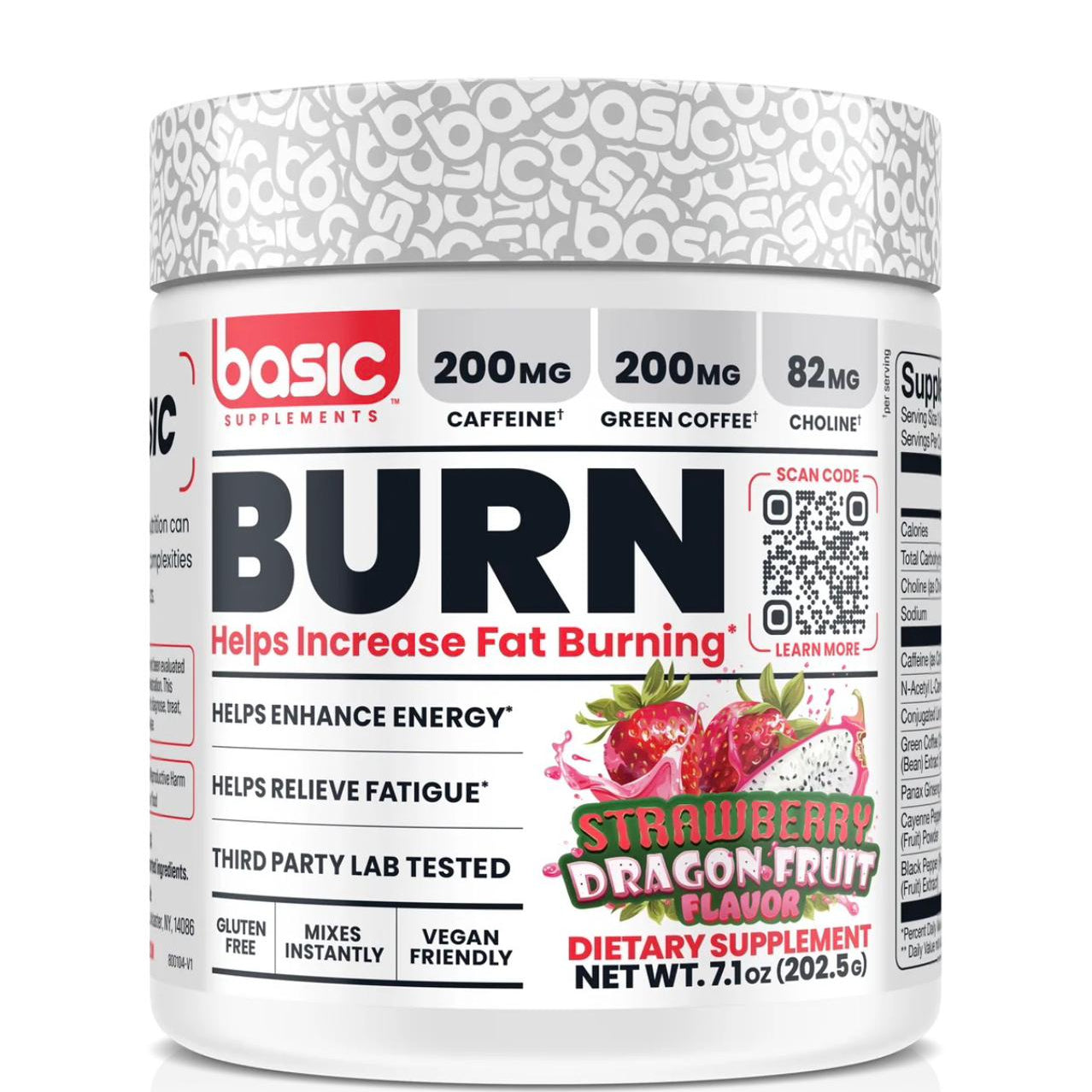 بيسك سبلمنت بيرن مكمل لحرق الدهون بنكهة فاكهة التنين والفراولة 202غم