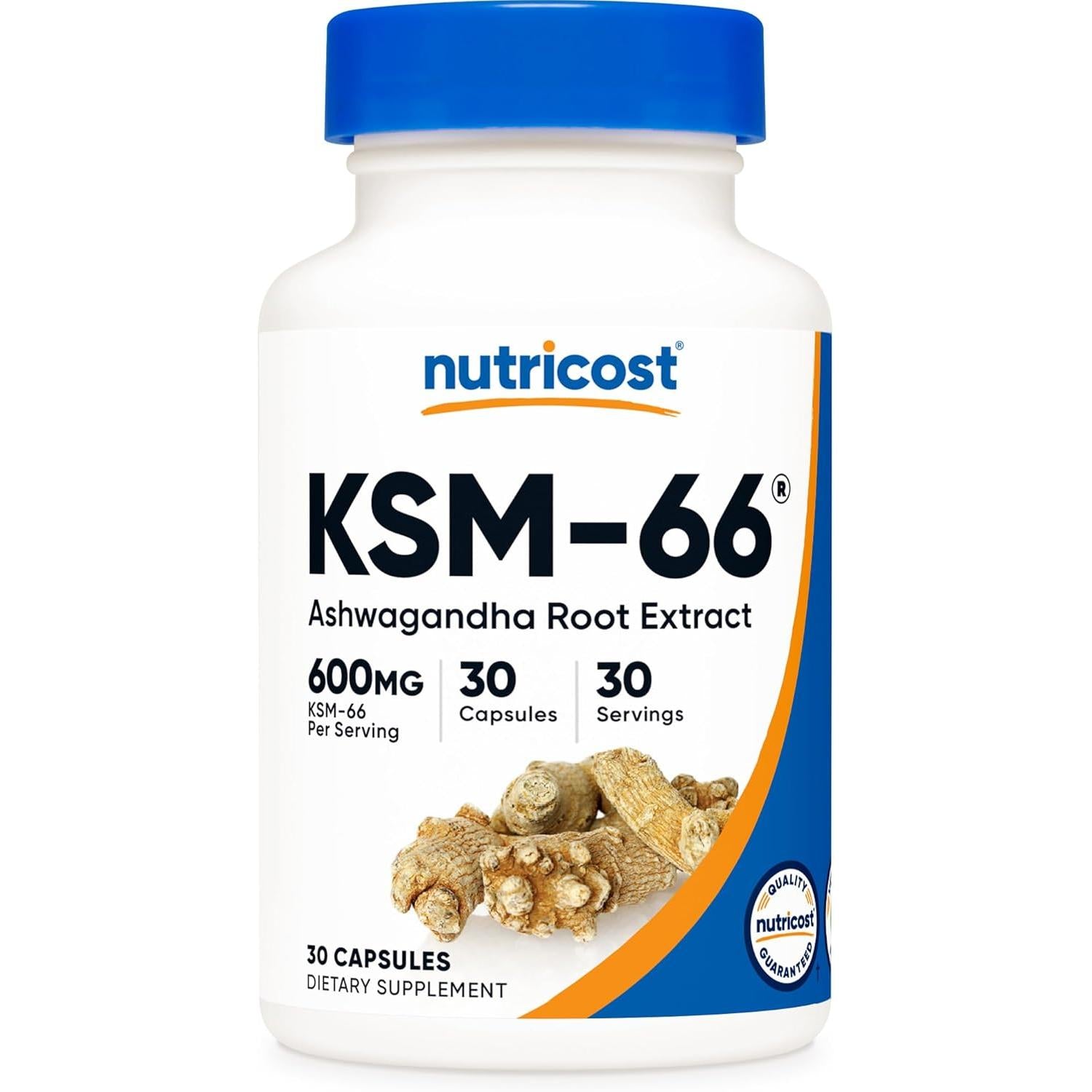 نيوتريكوست KSM-66 مستخلص جذور الأشواغاندا 600 ملغ، 30 كبسولة نباتية