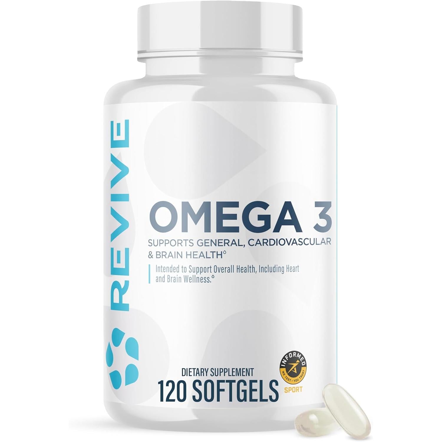 مكمل زيت السمك أوميغا 3 من ريفايف، 120 كبسولة هلامية