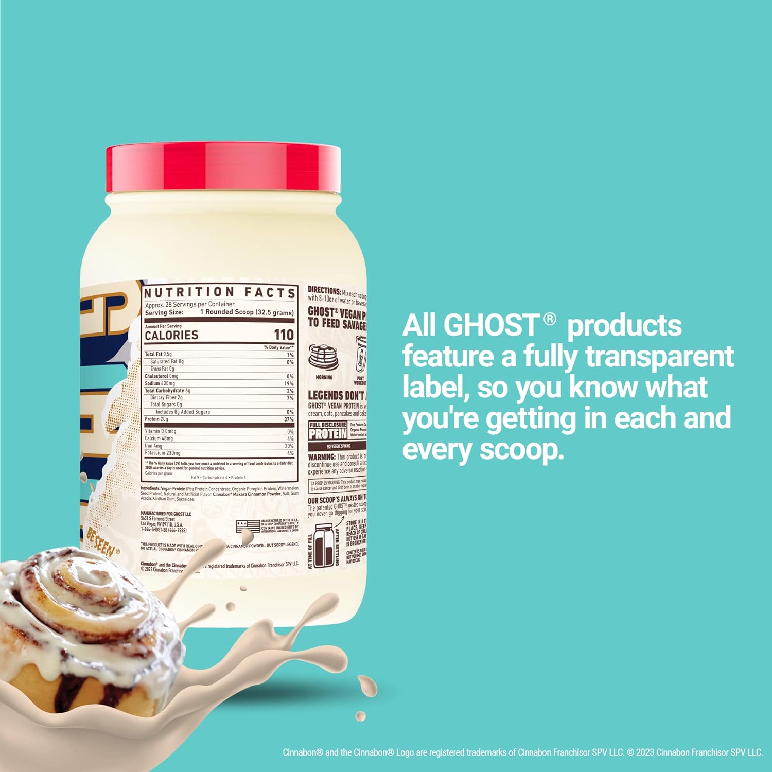 مسحوق بروتين نباتي من جوست، سينابون، 910 غرام