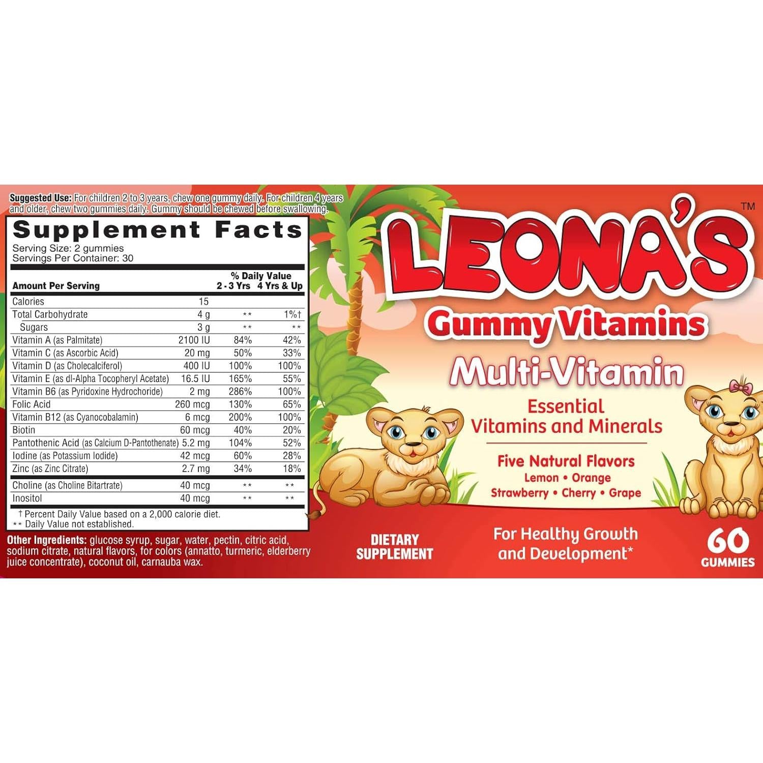 LEONA'S Kids Multi Vitamin Gummies, 60 Count