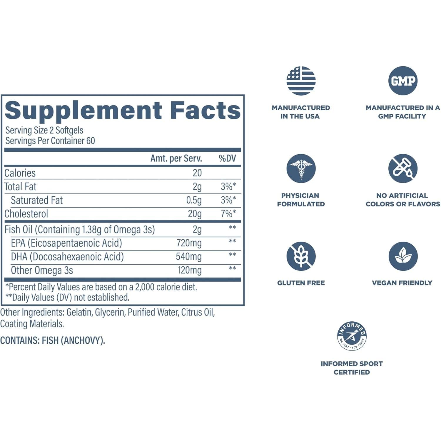 Revive Omega 3 Fish Oil Supplements 120 Softgels