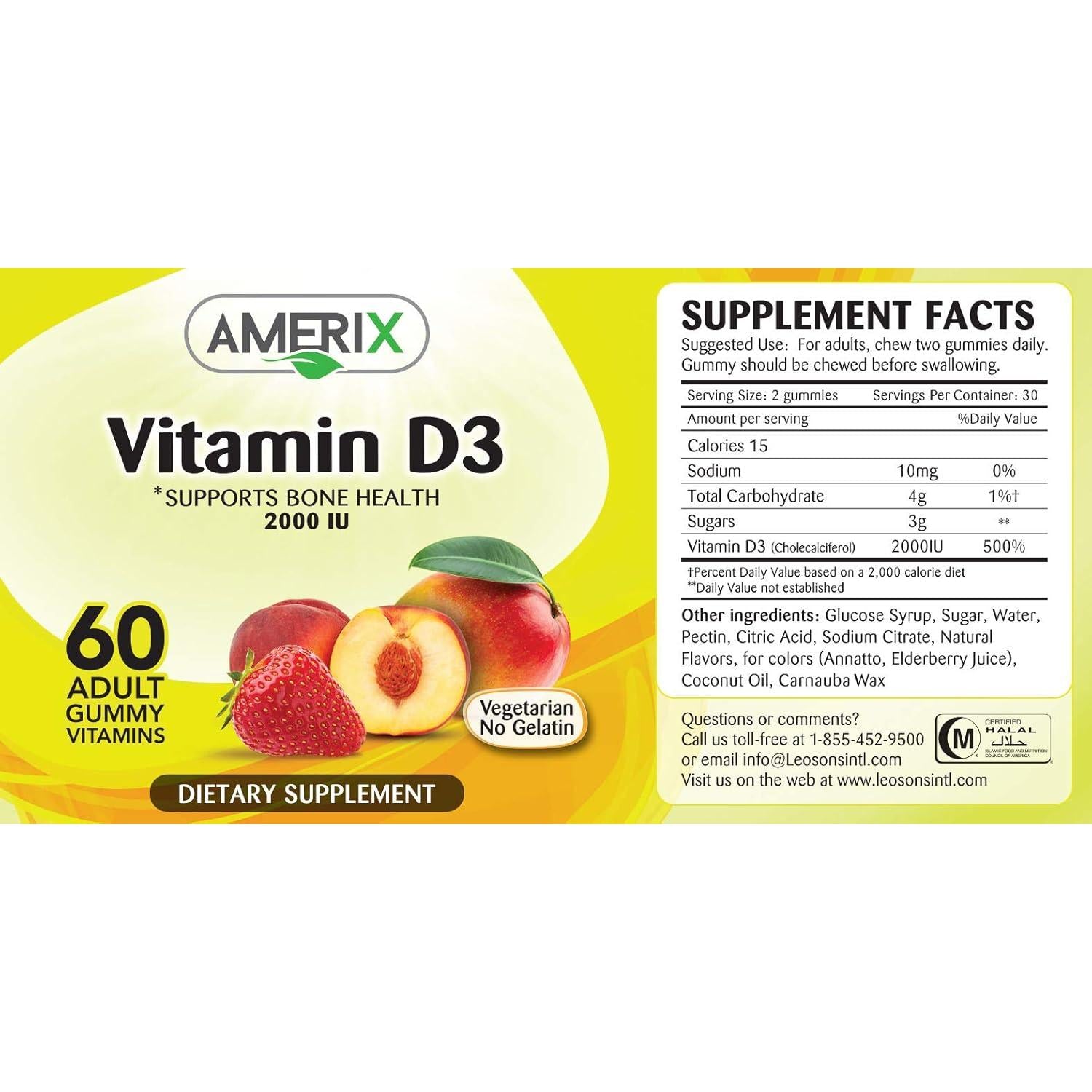 Amerix Adult D3 Vitamin Gummies, 60PCS