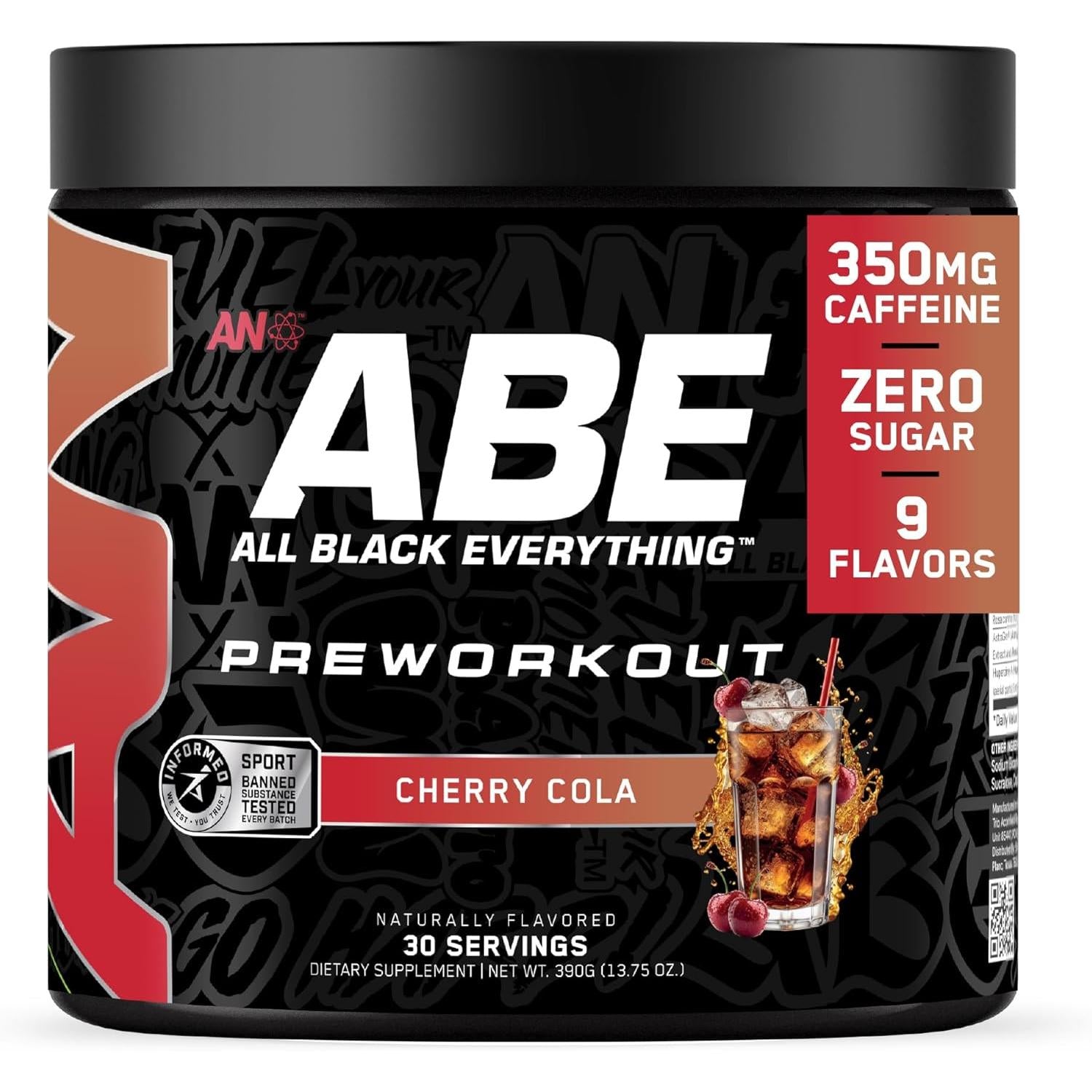 ABE All Black Everything Pre-Workout Cherry Cola with 350mg Caffeine, Beta Alanine & Citrulline 390g