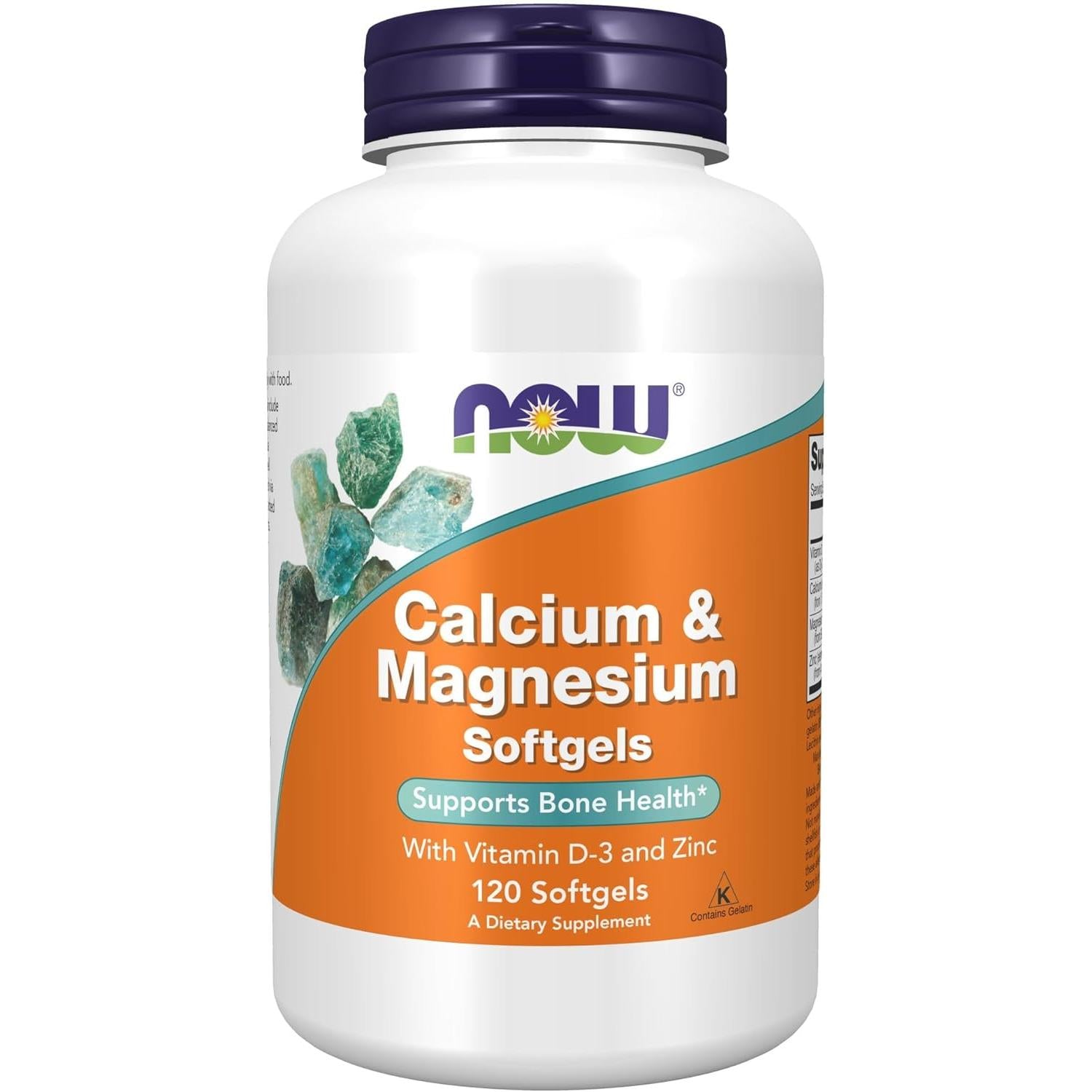 NOW Foods Calcium & Magnesium with Vitamin D-3 and Zinc 120 Softgels