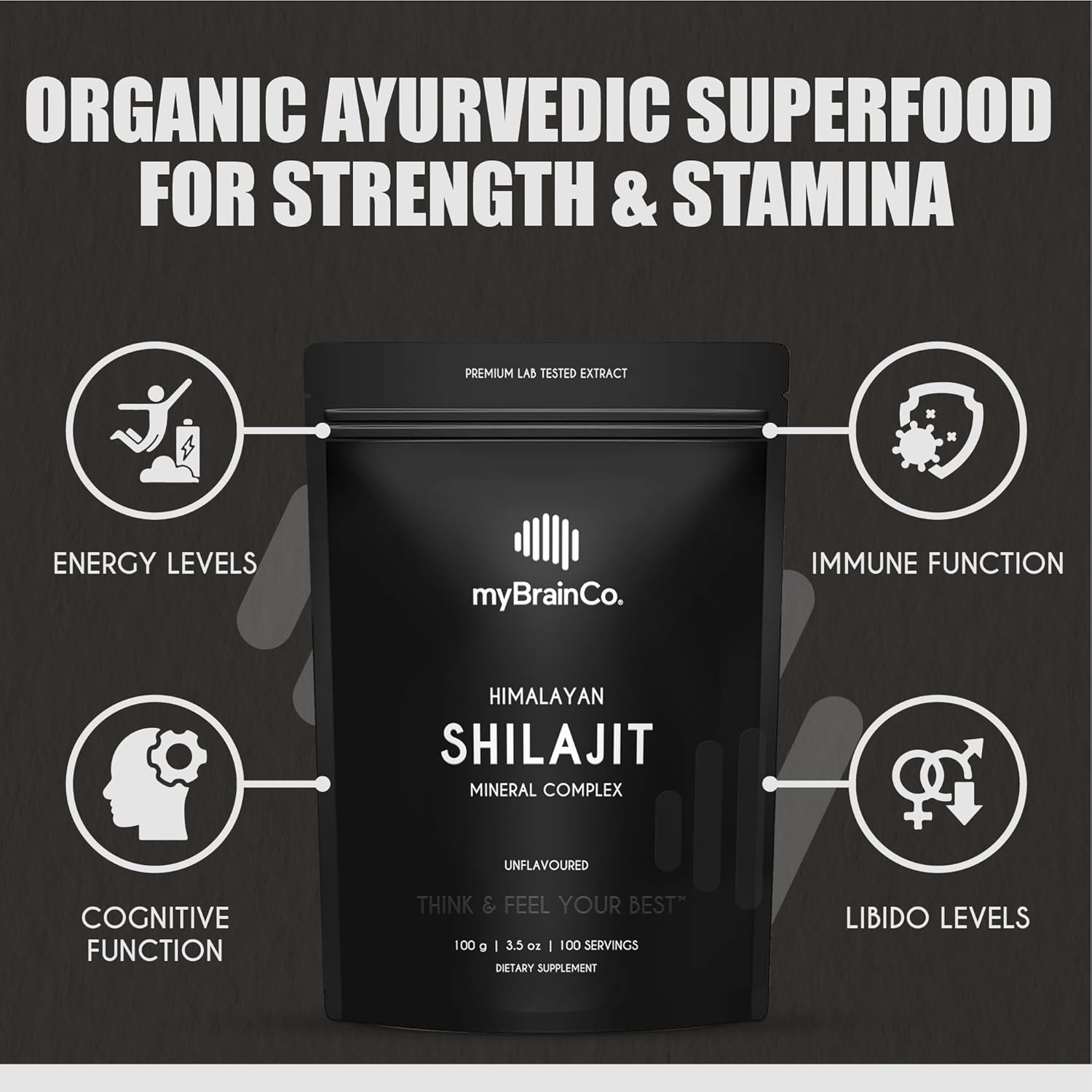 ماي برينكو مسحوق شيلاجيت الهيمالايا صافي وعالي الجودة لذروة الأداء 100غم