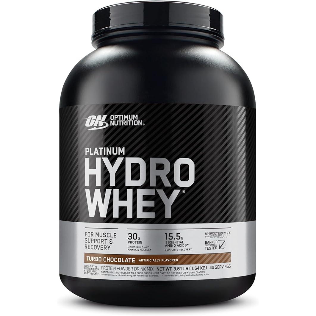 Optimum Nutrition Platinum Hydrowhey Hydrolyzed Whey Protein Isolate, Turbo Chocolate, 40 Servings 1.64 KG