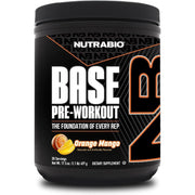 NutraBio Base Pre-Workout Powder 200mg Caffeine, Orange Mango 514g