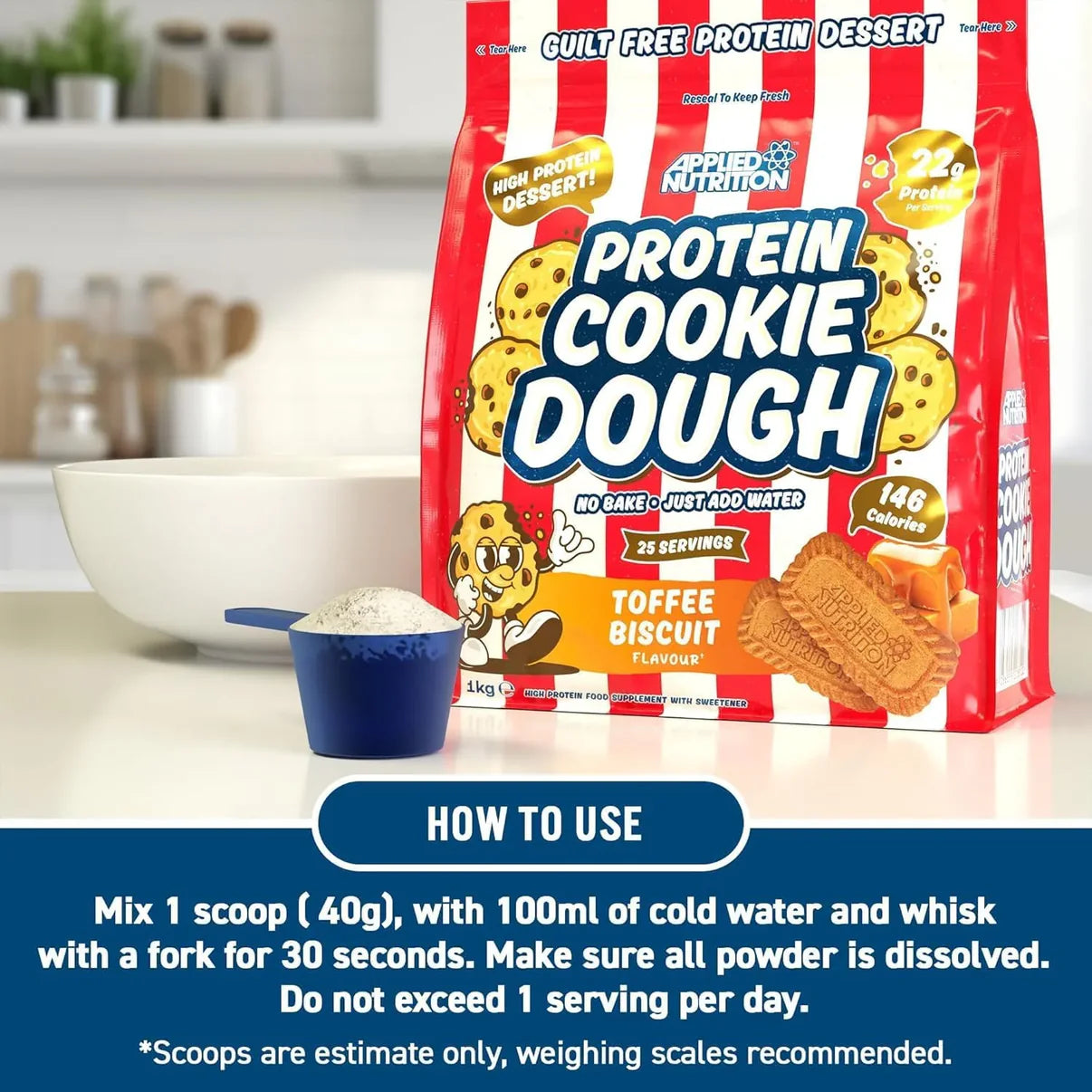 Applied Nutrition Protein Cookie Dough with 22g Protein and Only 146 Calories White Choc Pistachio 1Kg