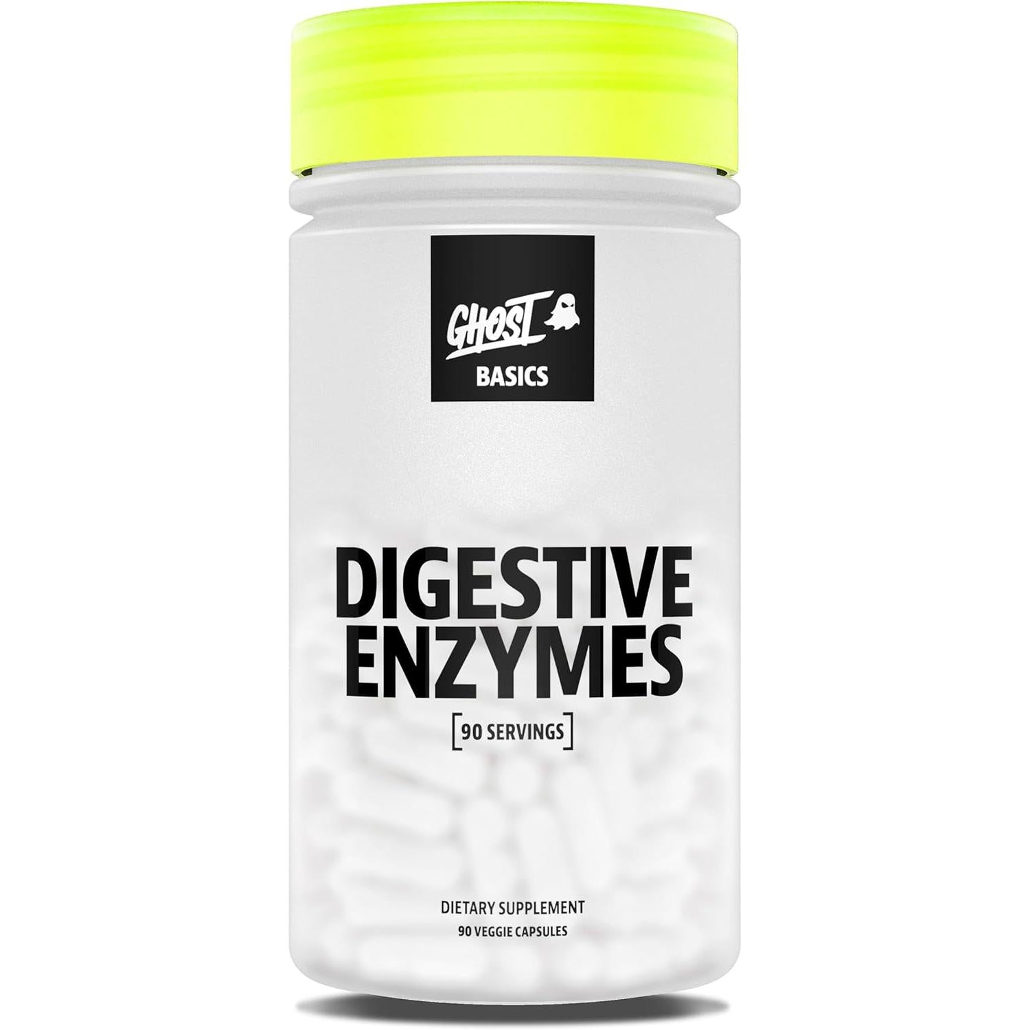 GHOST Basics Digestive Enzymes Multi-Enzymes, Probiotics & Prebiotics for Supporting Digestion & Gut Health Vegan 90 Capsules