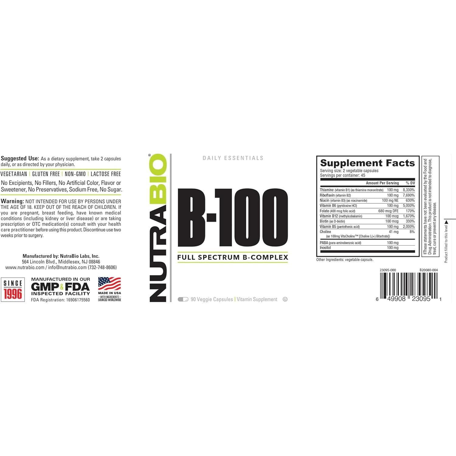 نوترابيو  مركب فيتامين ب كامل الطيف 90 كبسولة نباتية