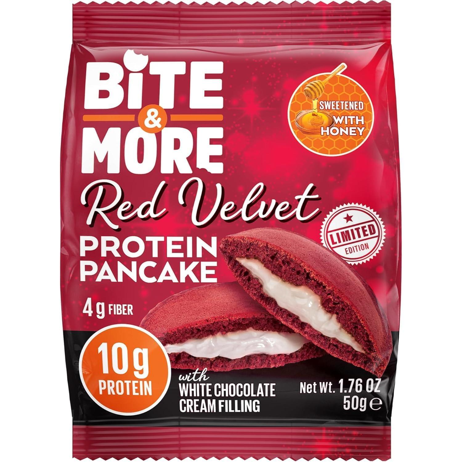 Bite & More Protein Pancake with 10g Protein Red Velvet & white chocolate cream filling 50g