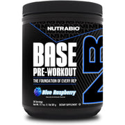 NutraBio Base Pre-Workout Powder 200mg Caffeine, 30 Servings Blue Raspberry 500g