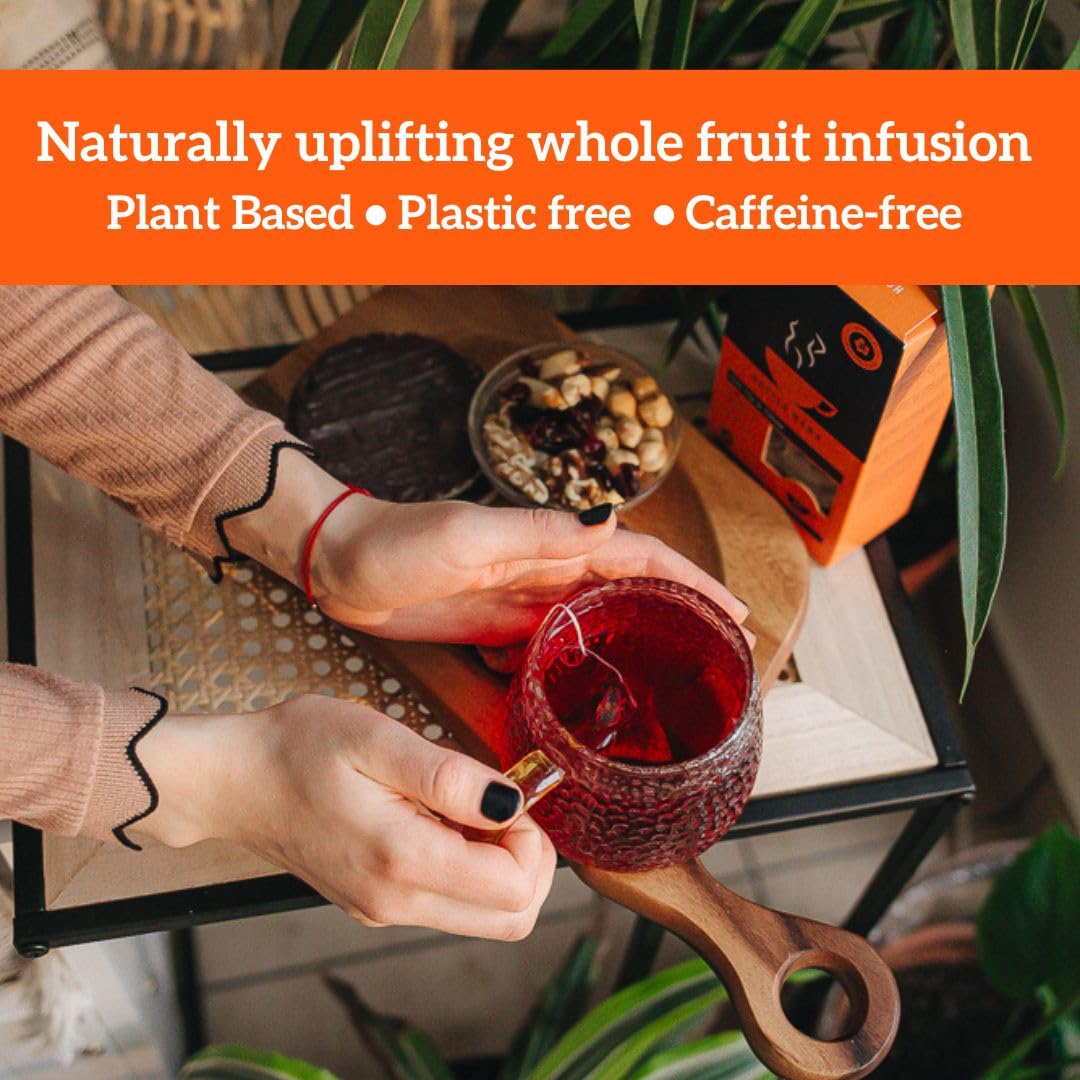 هوت تيا ماما استيقظ وتوهج مزيج فاكهة الكركديه العضوي 35 جرام 14 كيس شاي قابل للتحلل