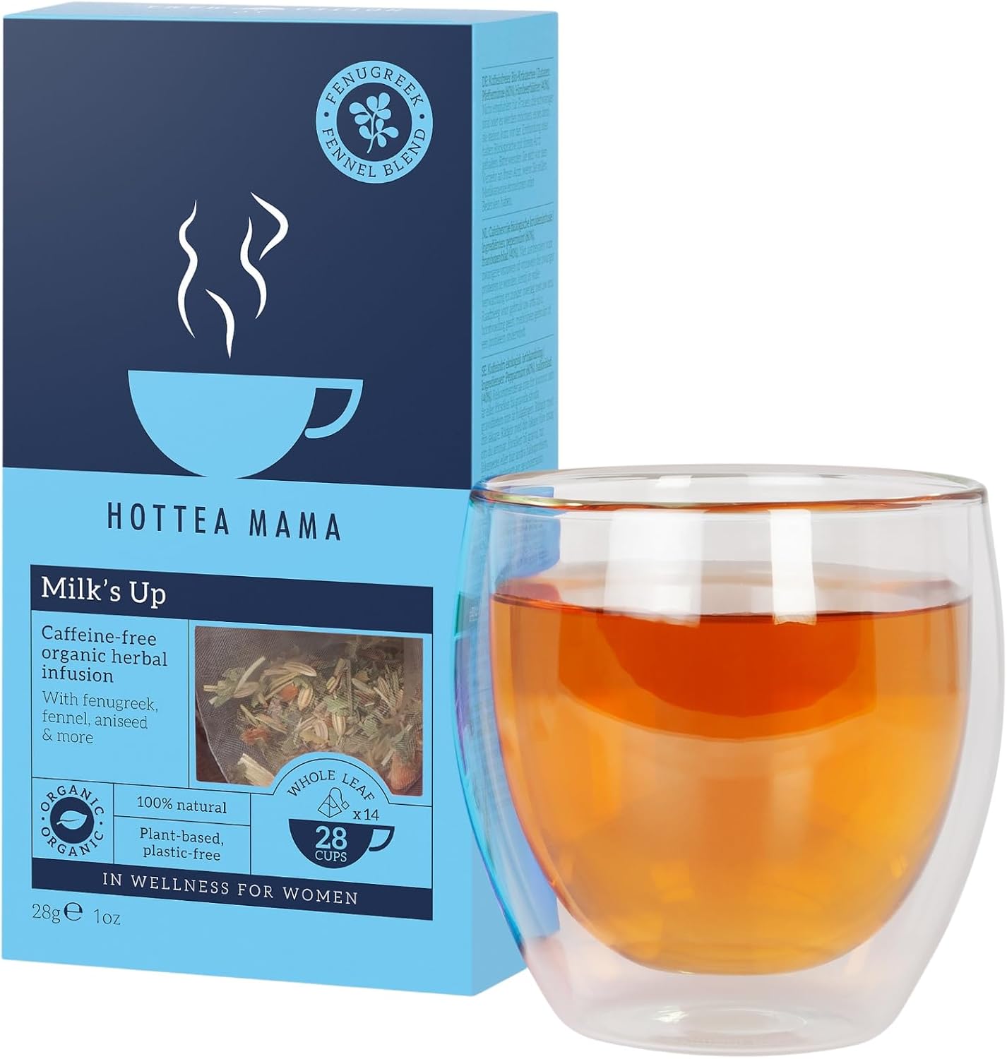 هوت تيا ماما ميلك أب شاي دعم الرضاعة الطبيعية مع الحلبة والشمر العضوي للرضاعة 28 جرام 14 كيس