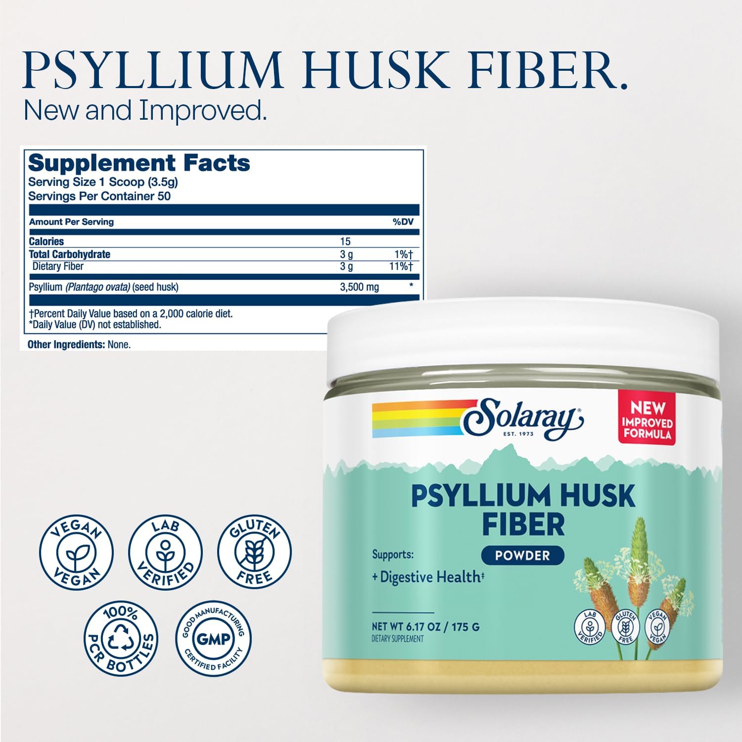 Solaray Psyllium Husk Fiber Powder 175g 50 Servings