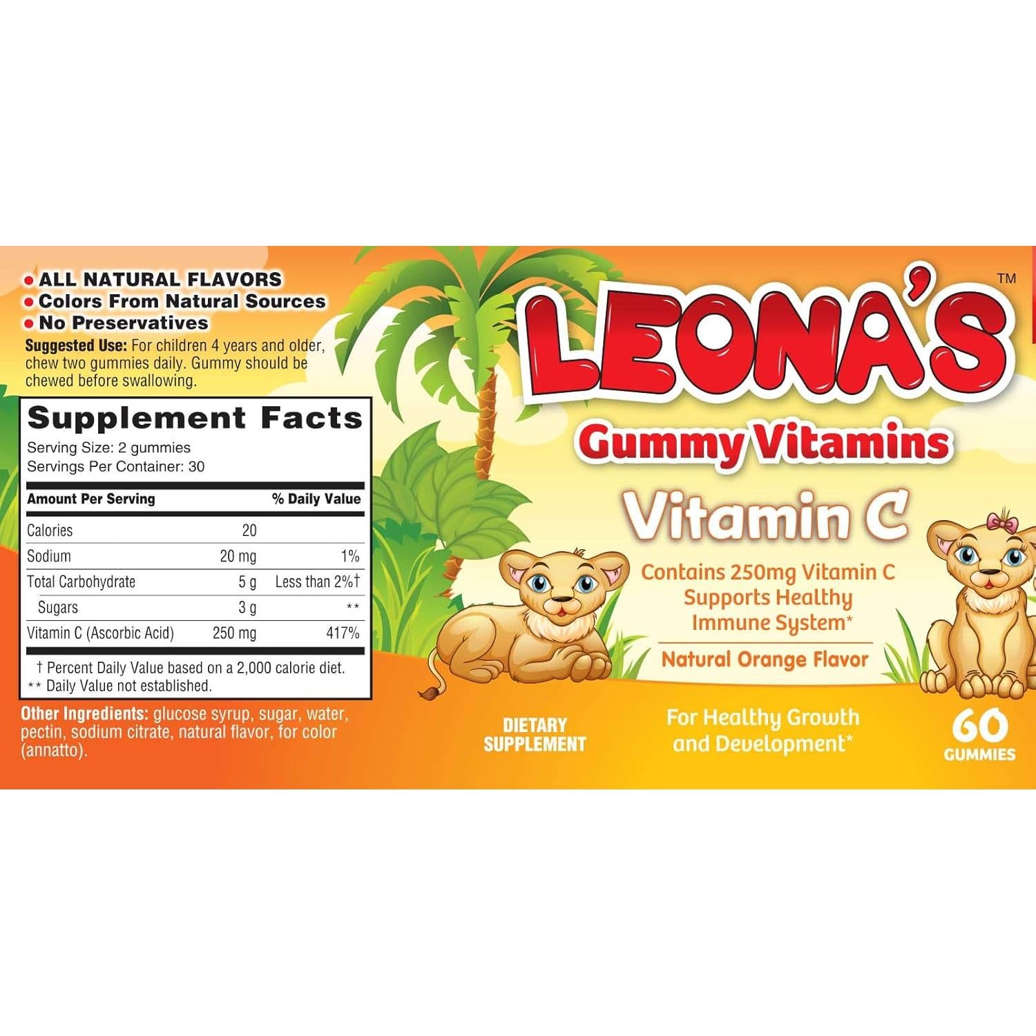 LEONA'S Vitamins C Bottle Natural Orange Flavour - 60 Gummies