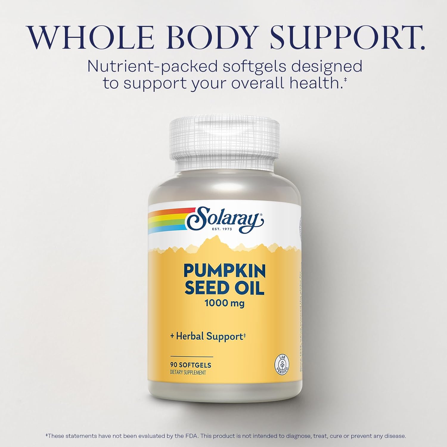 سولاراي زيت بذور اليقطين 1000 ملغ مصدر للأحماض الدهنية الأساسية أوميغا 6 وأوميغا 9 والستيرول النباتي 90 كبسولة هلامية