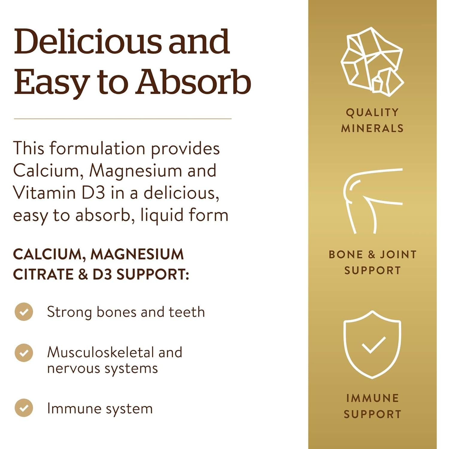 سولجار سترات الكالسيوم والمغنيسيوم السائل مع فيتامين د3 بنكهة التوت الأزرق 473 مل