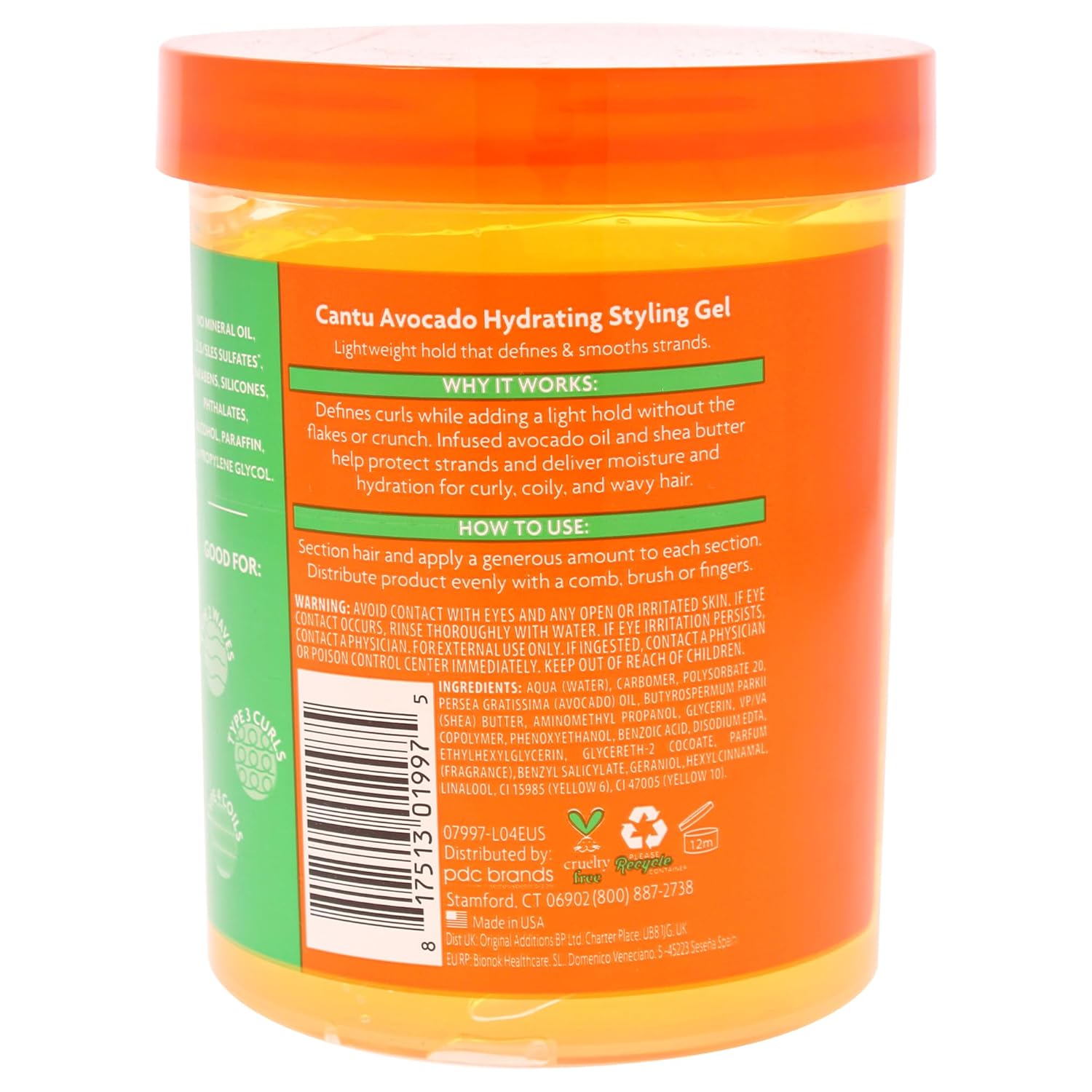 Cantu Avocado Paraben-free Hydrating Styling Gel, 524g