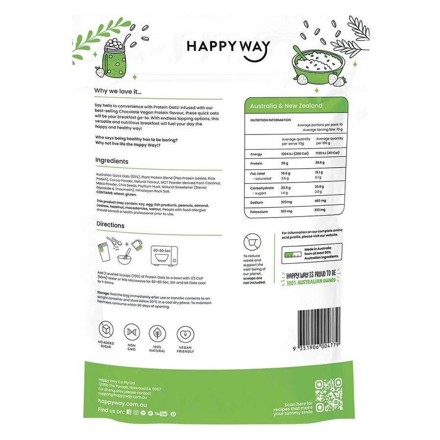 هابي واي شوفان سريع التحضير مع بروتين نباتي بالشوكولاتة 700غم