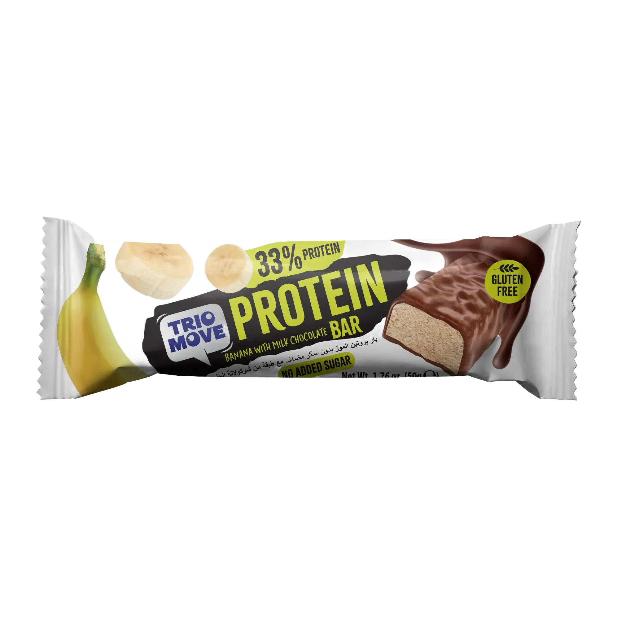 Trio Move Chocolate Coated 33% Protein Milk Chocolate and Banana Bar 50 gr