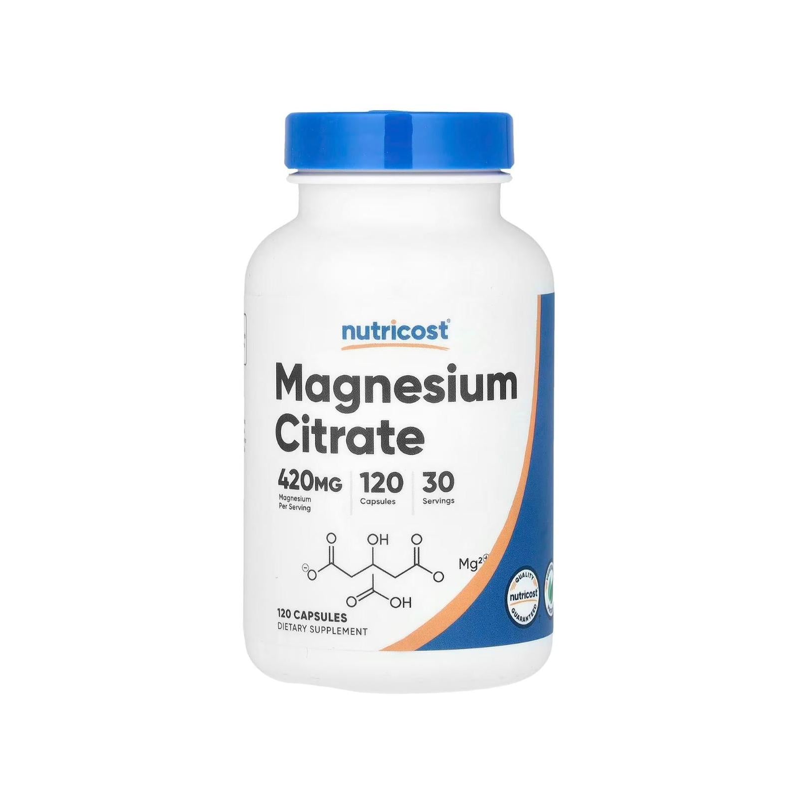 نيوتريكوست سترات المغنيسيوم 420 مجم، 120 كبسولة نباتية خالية من الغلوتين، مكمل غذائي غير معدّل وراثيًا
