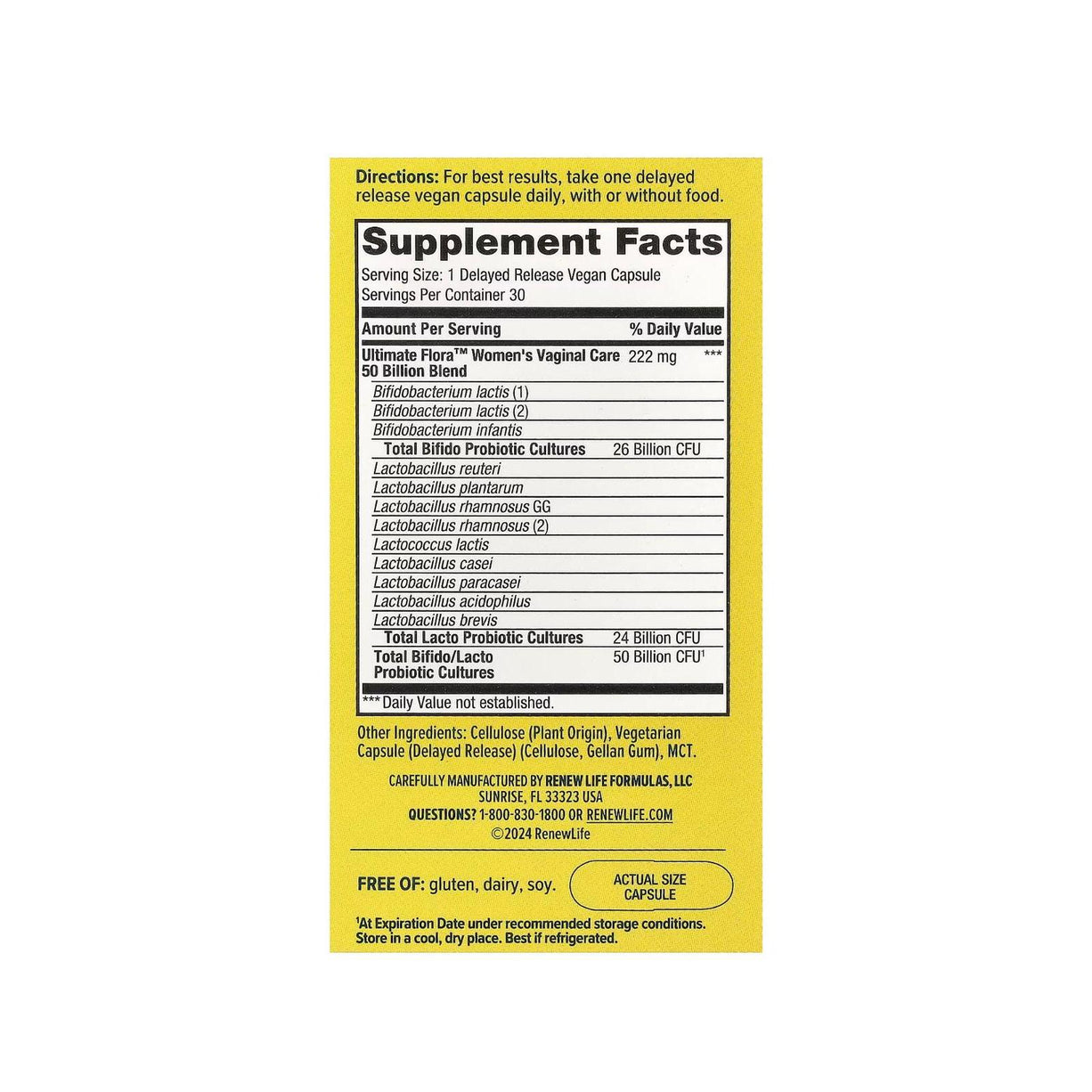 Renew Life Women's Care Probiotic Capsules, 50 Billion 30 Capsules