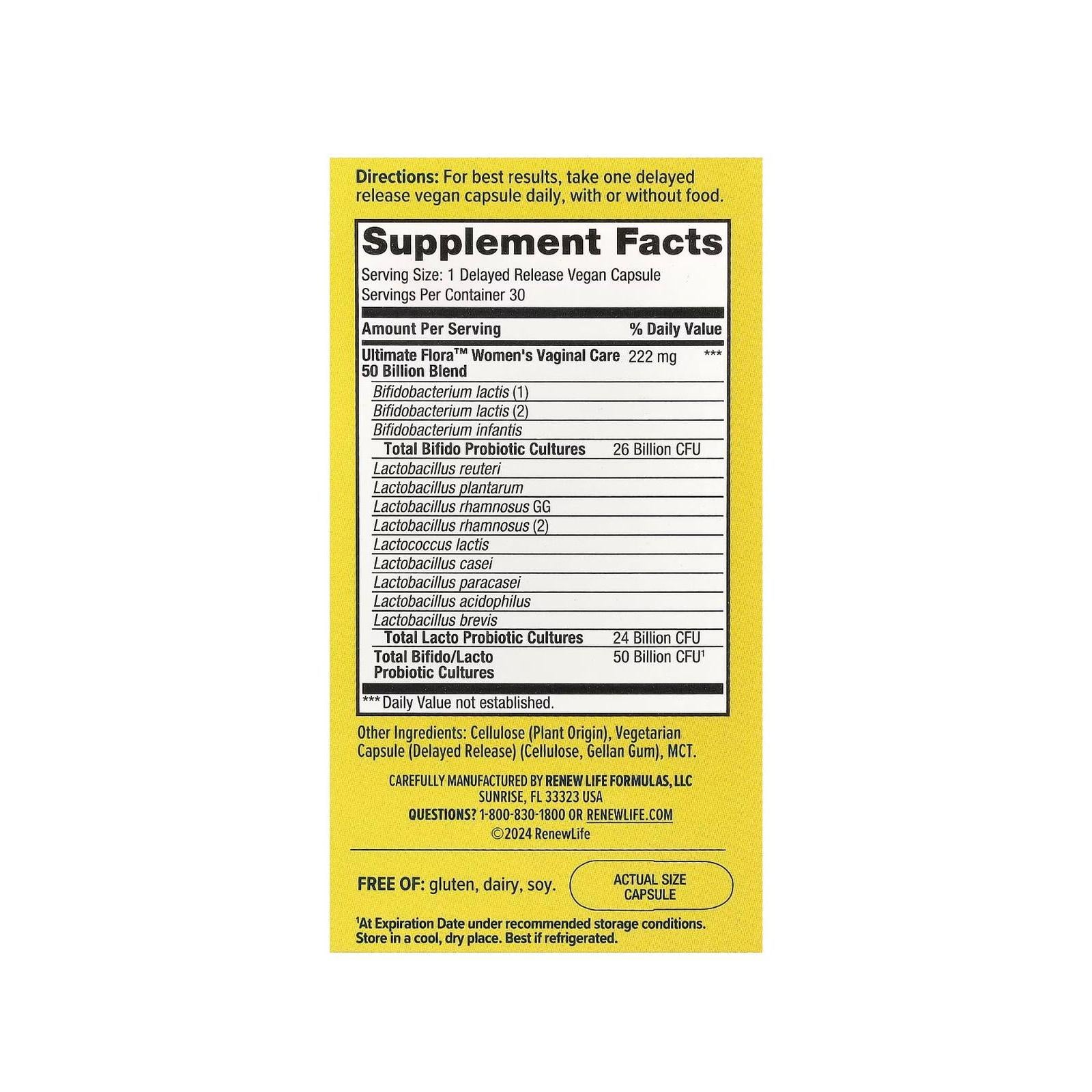 كبسولات بروبيوتيك للعناية بالنساء من رينيو لايف، 50 مليار، 30 كبسولة