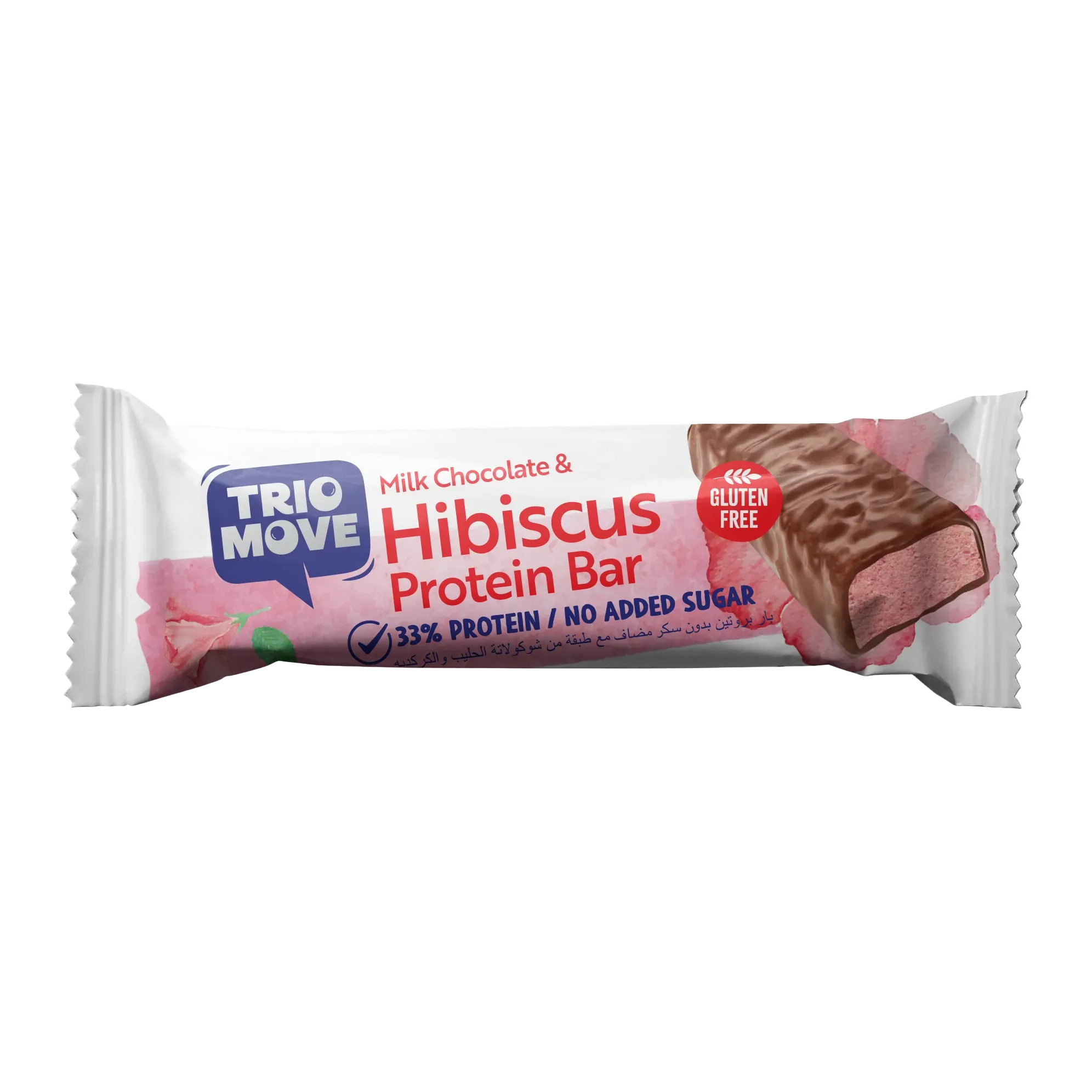 Trio Move Chocolate Coated 33% Protein Milk Chocolate and Hibiscus Bar 50 gr