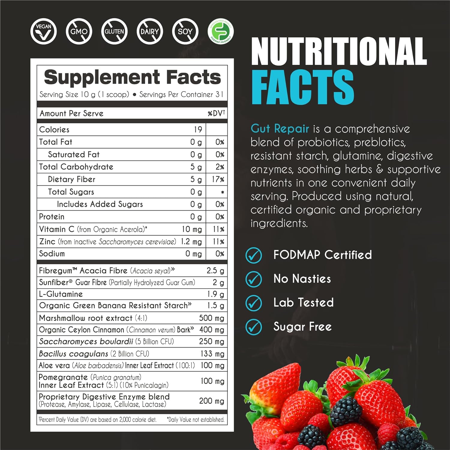 myBrainCo Multi-Action Gut Repair Digestion, Microbiome & Cognition Support 310g