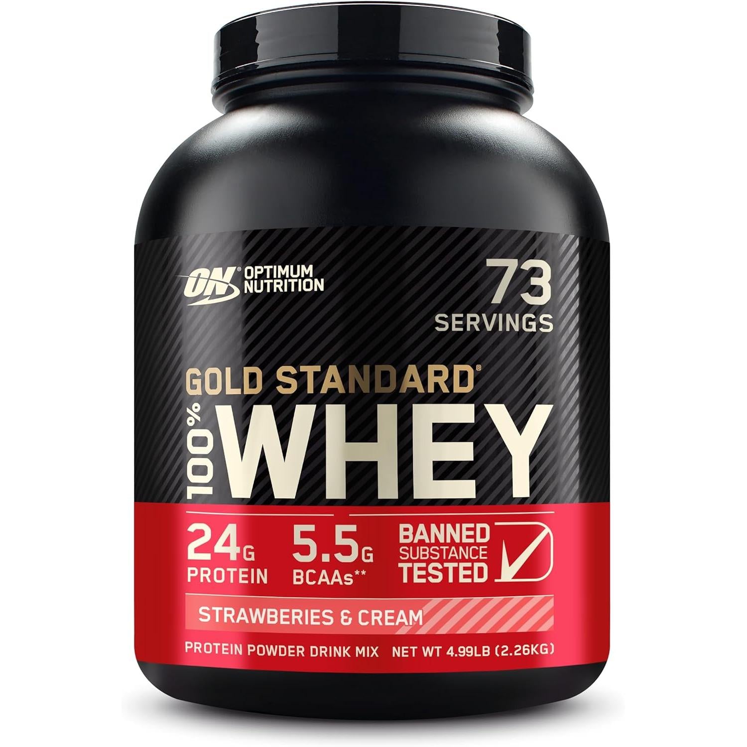 Optimum Nutrition Gold Standard 100% Whey Protein Powder Strawberries & Cream, 2.26 KG