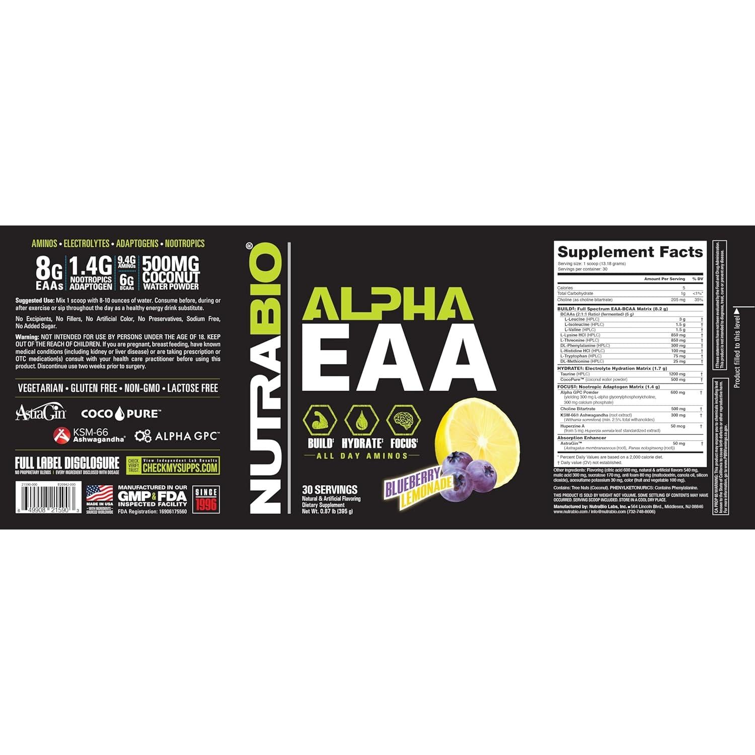 نيوترا بيو ألفا إي إيه إيه بنكهة التوت الأزرق والليمون 395 جم