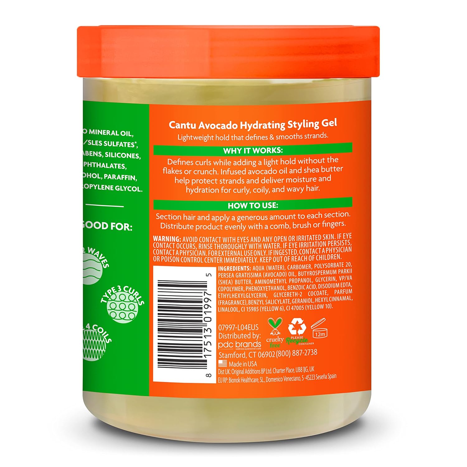 Cantu Avocado Paraben-free Hydrating Styling Gel, 524g