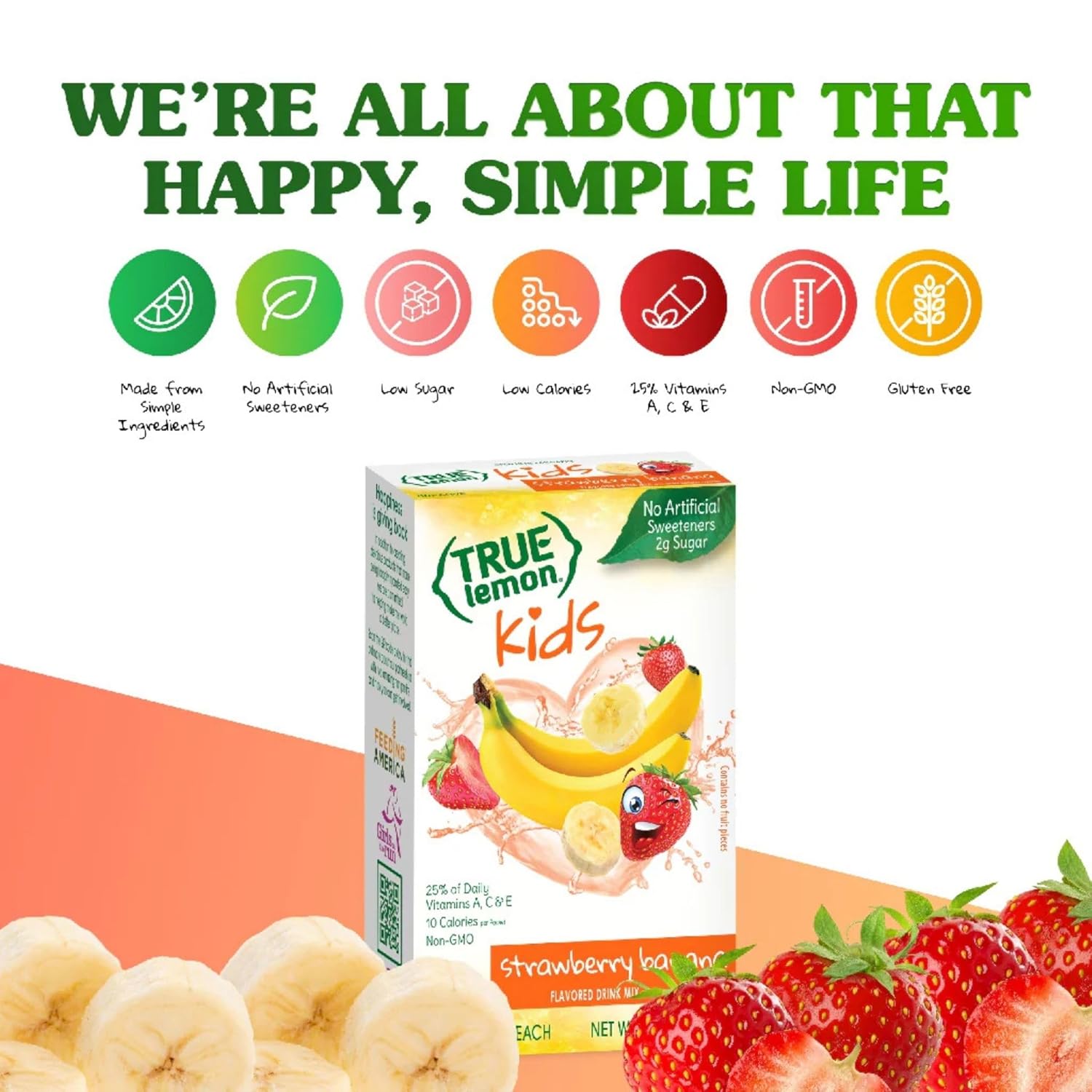 True Lemon, Kids Drink Mix, Strawberry Banana, 10 Packets 3.5g Each