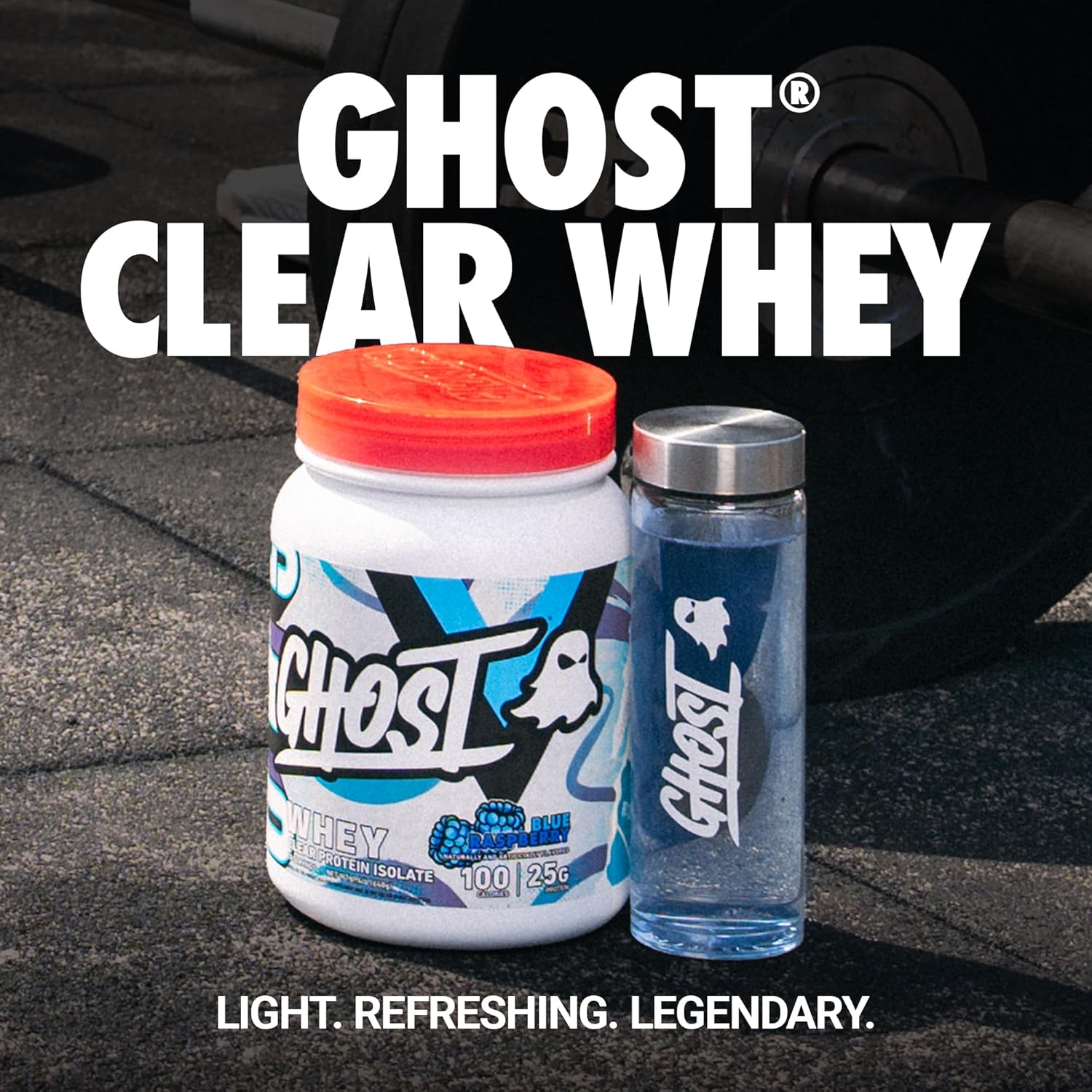 GHOST Clear Whey Isolate Protein Powder, Blue Raspberry 25g of Whey Protein Soy Free & Zero Fat 640g