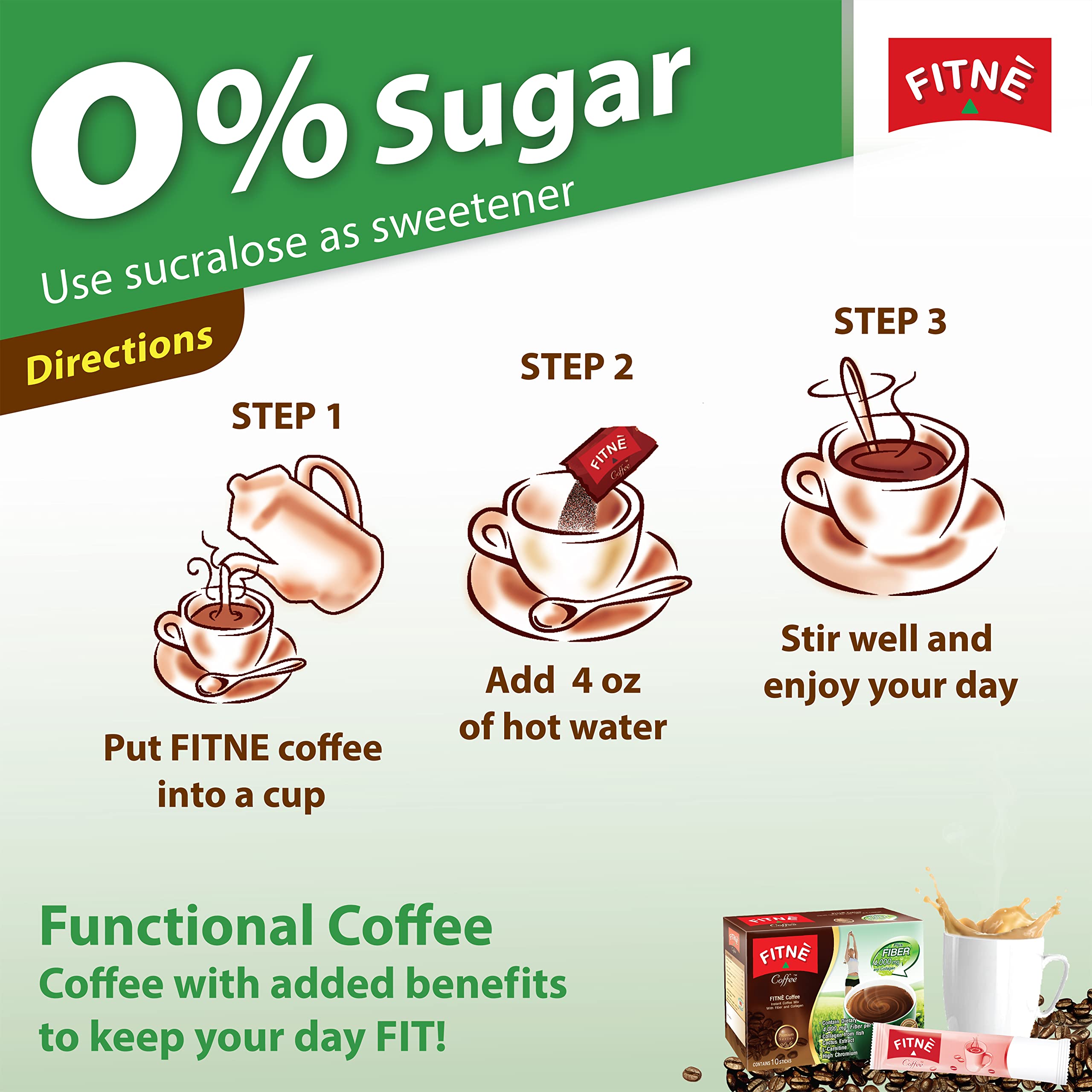 فيتني خليط قهوة فورية مع الألياف والكولاجين 10 أكياس 160غم