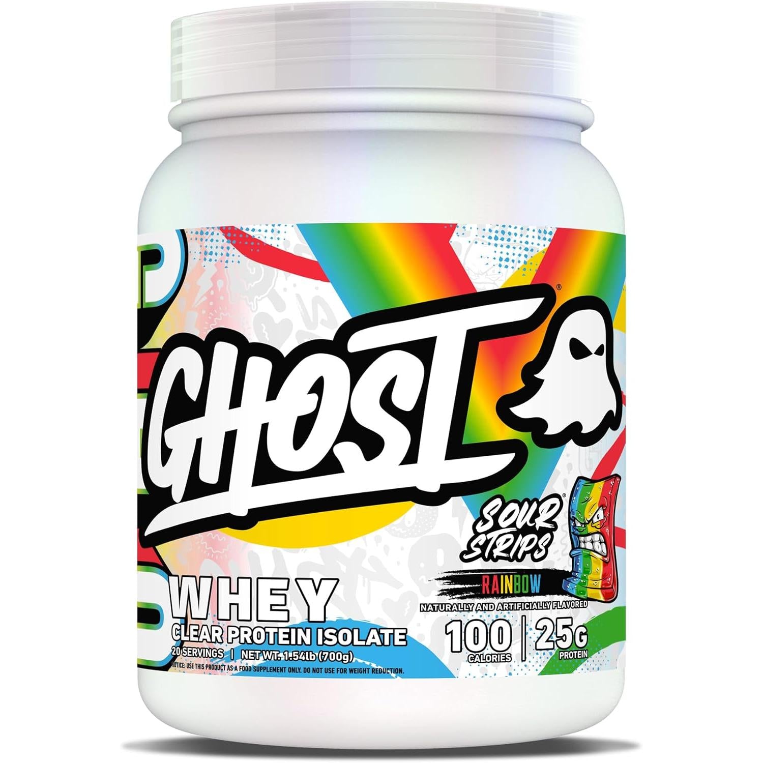 GHOST Clear Whey Isolate Protein Sour Strips 25g of Whey Protein Sugar Free, Soy Free & Zero Fat, 700g
