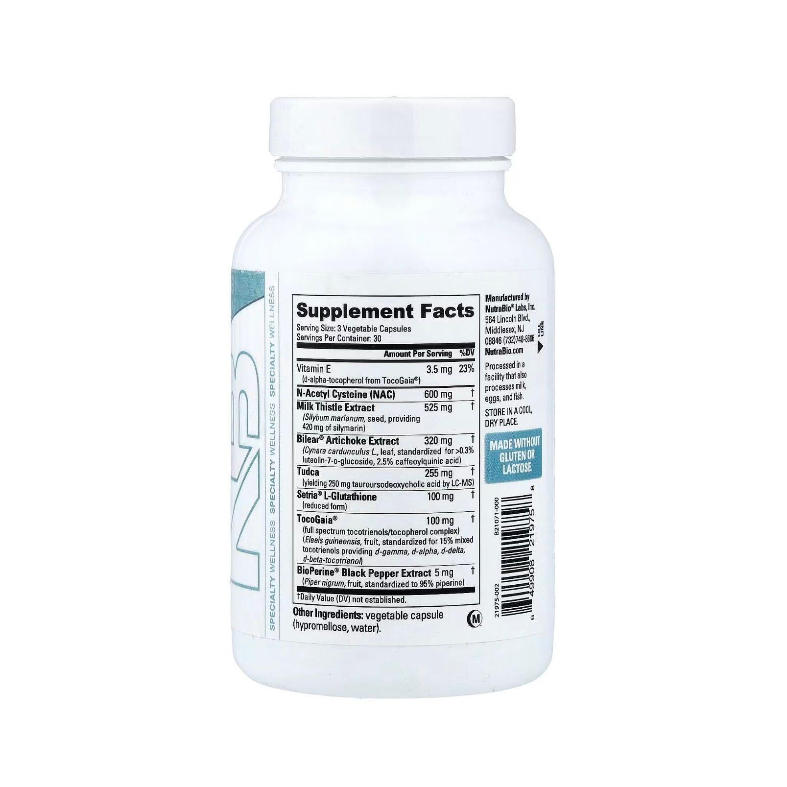 NutraBio Liver Supplement Advanced Liver Support with Antioxidants with Milk Thistle 90 Capsules