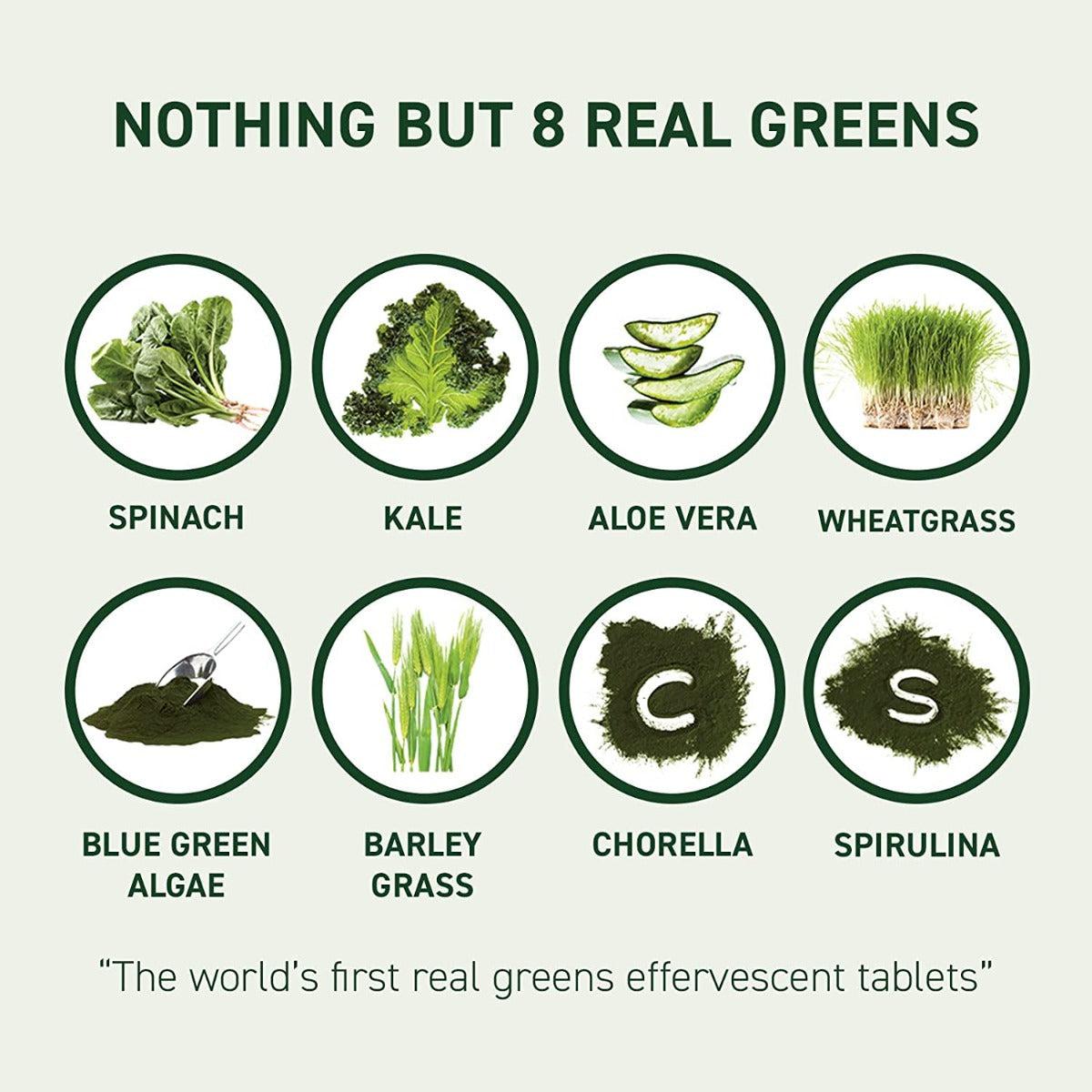 8Greens Real Greens Original Superfood Effervescent Tablet Lemon & Lime - 10 Tablets