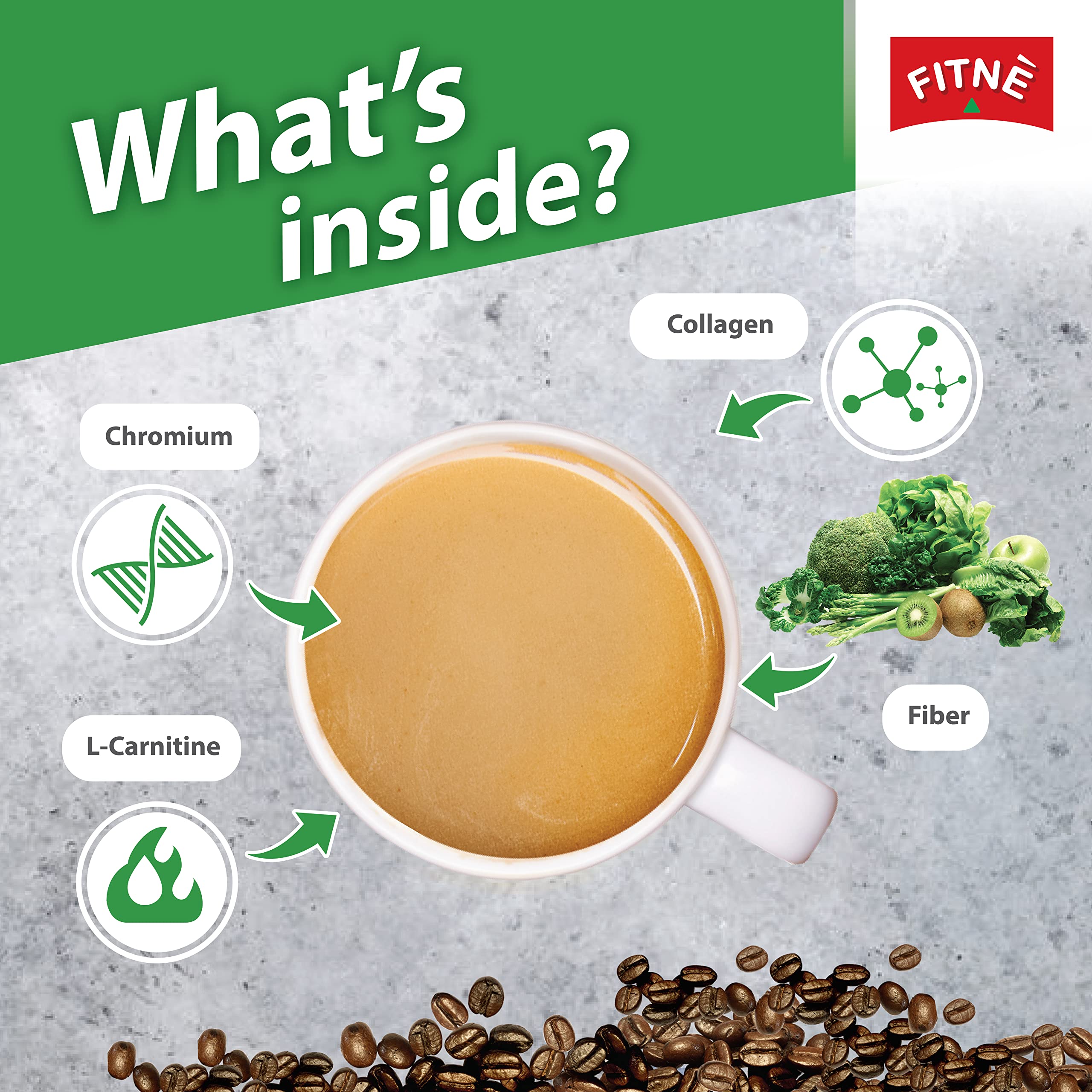فيتني خليط قهوة فورية مع الألياف والكولاجين 10 أكياس 160غم