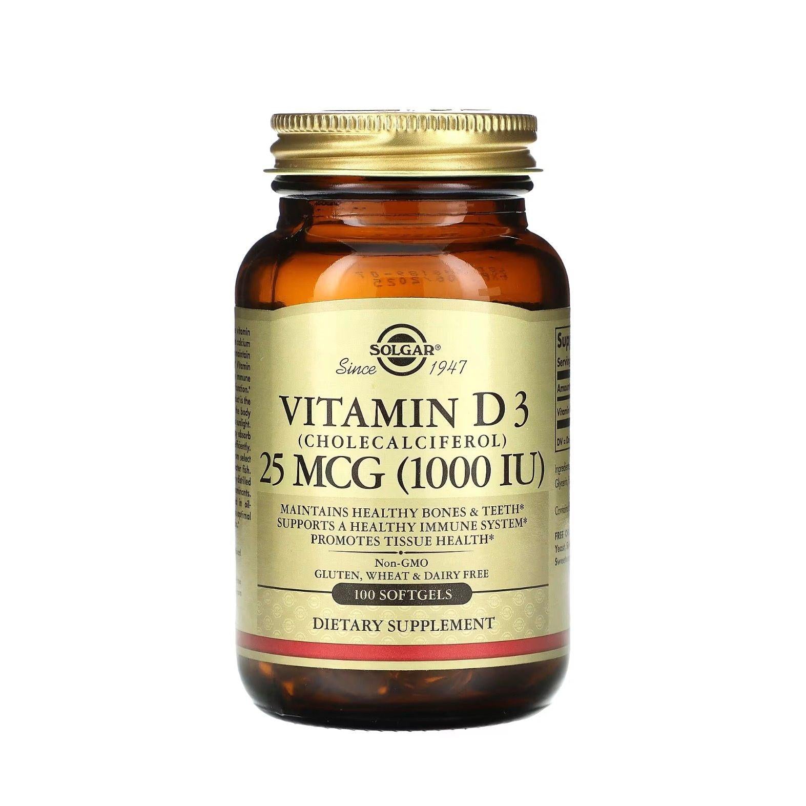 Solgar Vitamin D3 25mcg 1000 IU 100 softgels