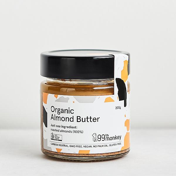 99th Monkey Organic Almond Butter Just 1 Ingredient No Palm Oil Gluten Free Vegan 200g