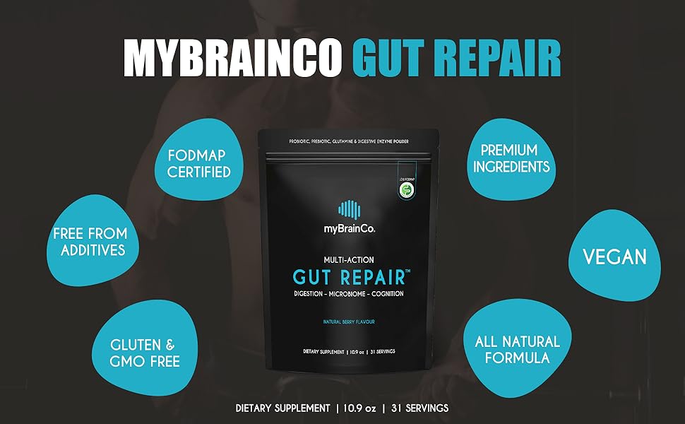 myBrainCo Multi-Action Gut Repair Digestion, Microbiome & Cognition Support 310g