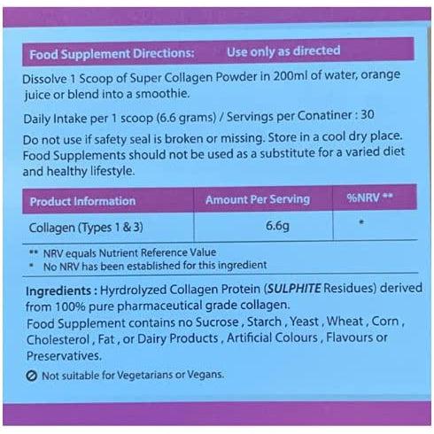 AHS Super Collagen Powder Types 1 & 3 Bovine Collagen 198g