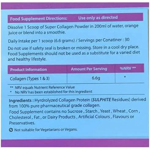 AHS Super Collagen Powder Types 1 & 3 Bovine Collagen 198g