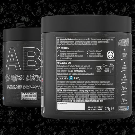 APPLIED NUTRITION ABE All Black Everything Pre-Workout ENERGY FLAVOUR 30 servings 375g