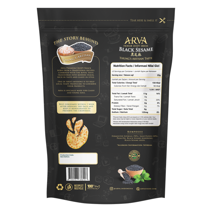 ARVA Black Sesame Plant-based Gluten free 80g