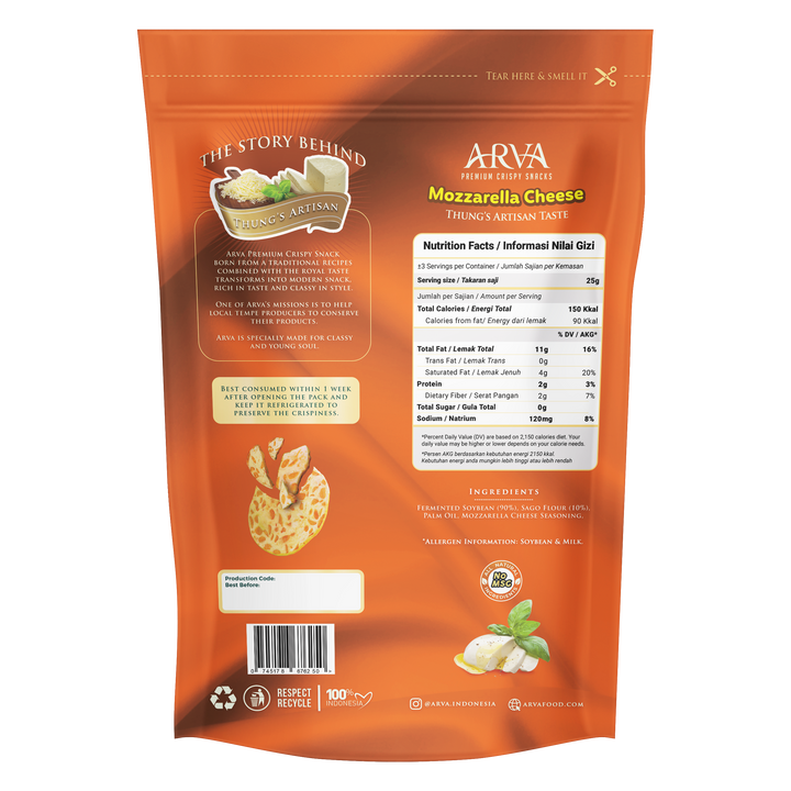 ARVA Mozzarella Cheese Crispy Tempe Plant-based Gluten free 100g